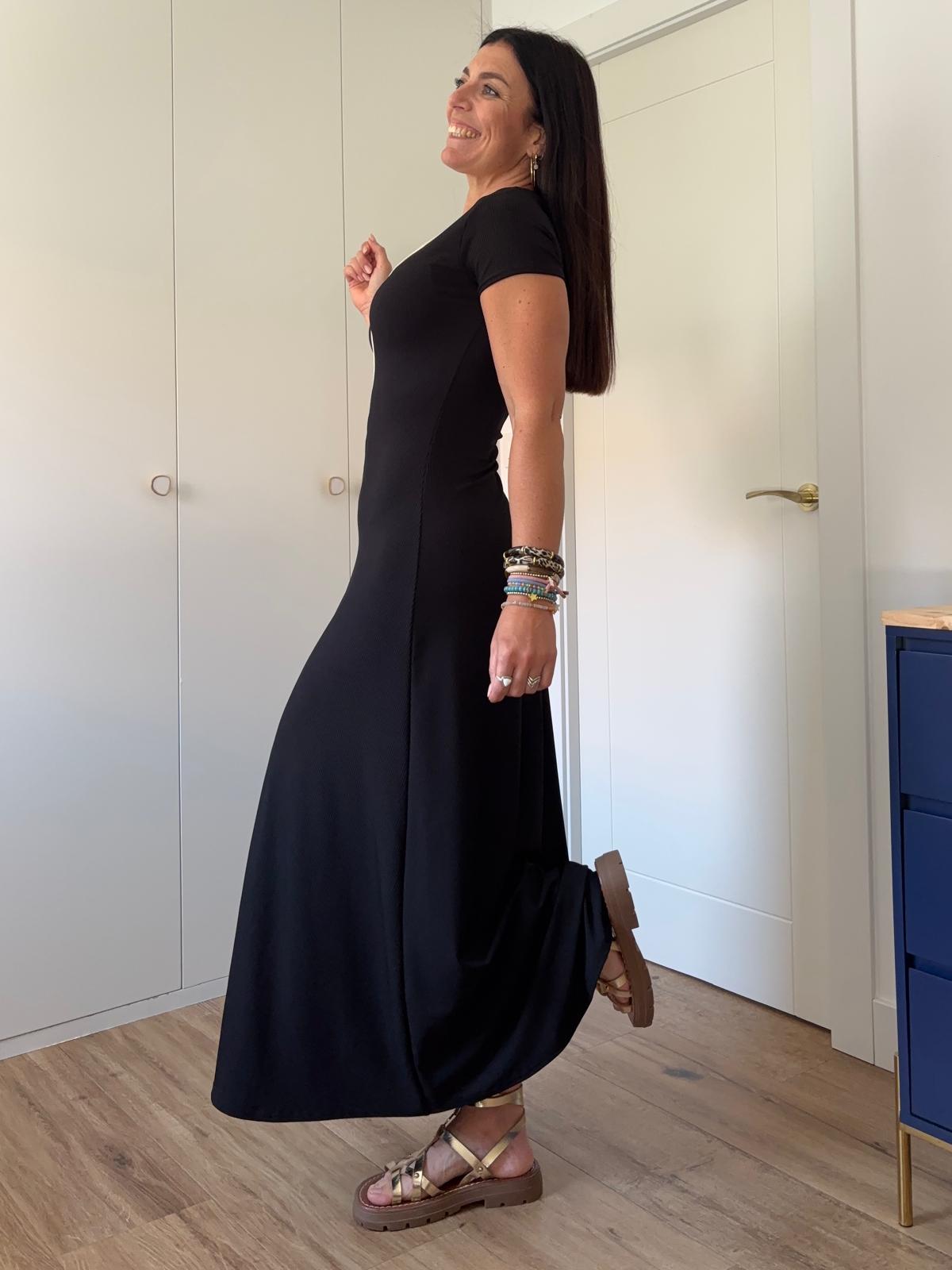 Vestido Largo Bicolor Manga Corta (+Colores)