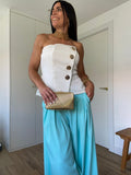Top Strapless Botones Dorados (+colores)