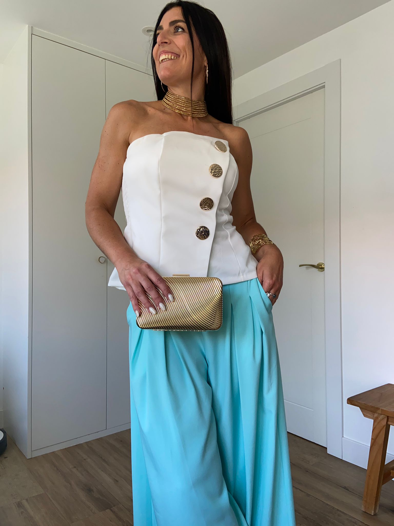 Top Strapless Botones Dorados (+colores)